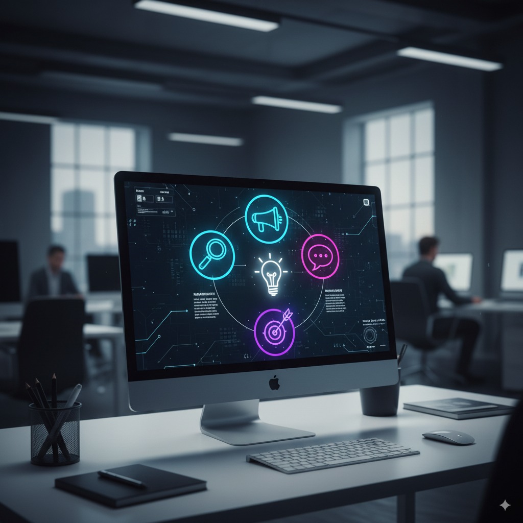 Marketing icons on a digital interface